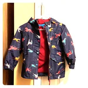 Children’s fleece-lined raincoat, horses, Joules